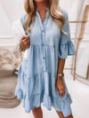 Ruffled Sleeve Button Front Mini Dress